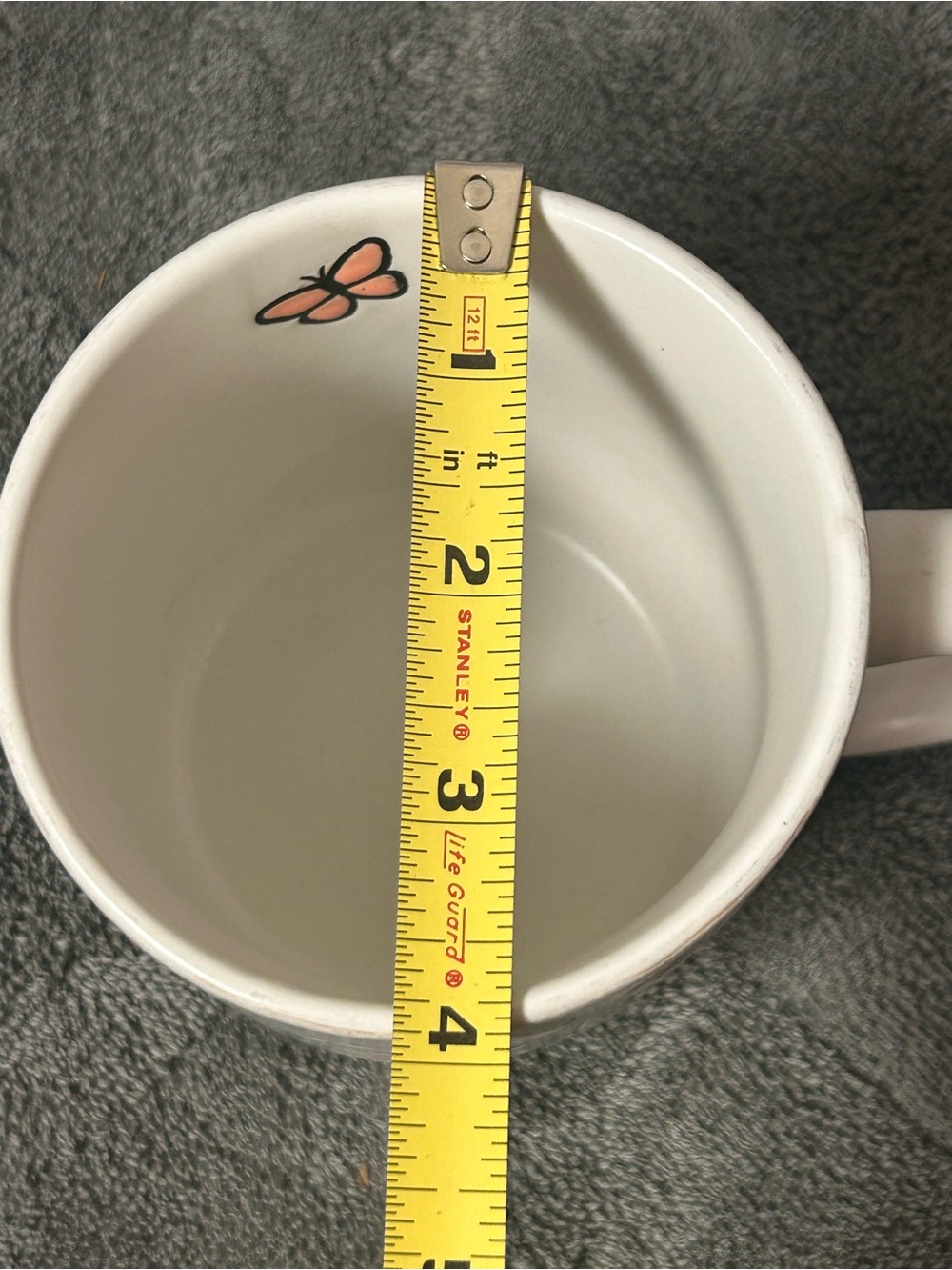 White Butterfly Ceramic Mug - Pink & Orange Accent - Picture 8 of 8
